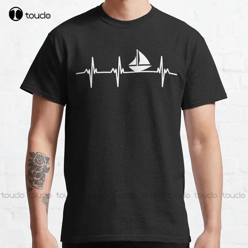 Heartbeat Sailing With Boat Good Day To Sail Classic Tshirt Golfshirts Custom Aldult Teen Unisex Digital Printing Tee Shirt