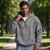 Comfortable Breathable Fabric Sweatshirt Men Waffle Texture Sweatshirt Loose Fit Long Sleeve Pullover Tops with Street Style Front Pocket,