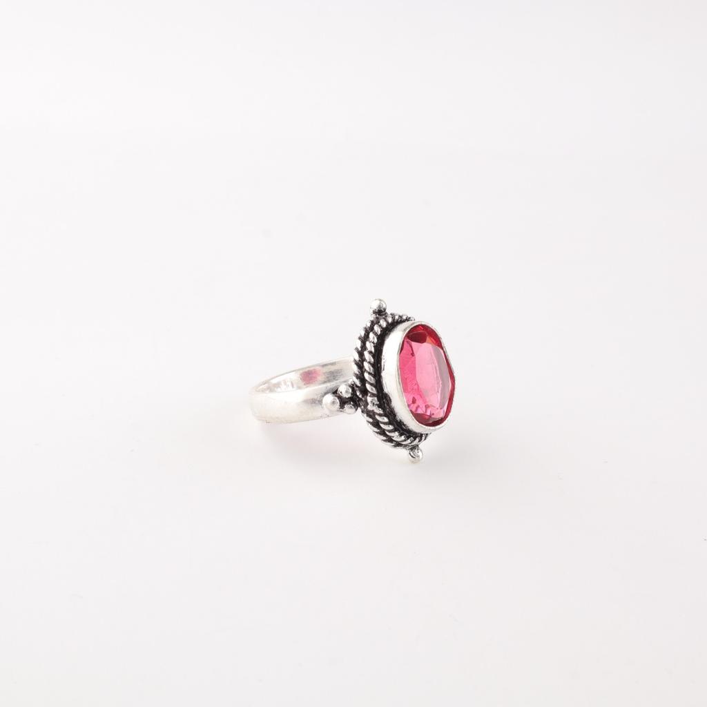 Pink Rubellite Gemstone 925 Stamped Silver Jewelry Handcrafted Ring Gift For Her RR-9-11