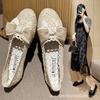 Fashion 2025 Spring Summer Breathable Air Mesh Flats Women Cut Out Bowknot Shoes Lace Loafers Ladies Barefoot Mocassines Mujer Boat Shoe