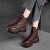 Fashion GKTINOO Women Motorcycle Boots Thick Sole Genuine Leather 2025 New Zip Round Toe Women Shoes Handmade Retro Ankle Platform Boots