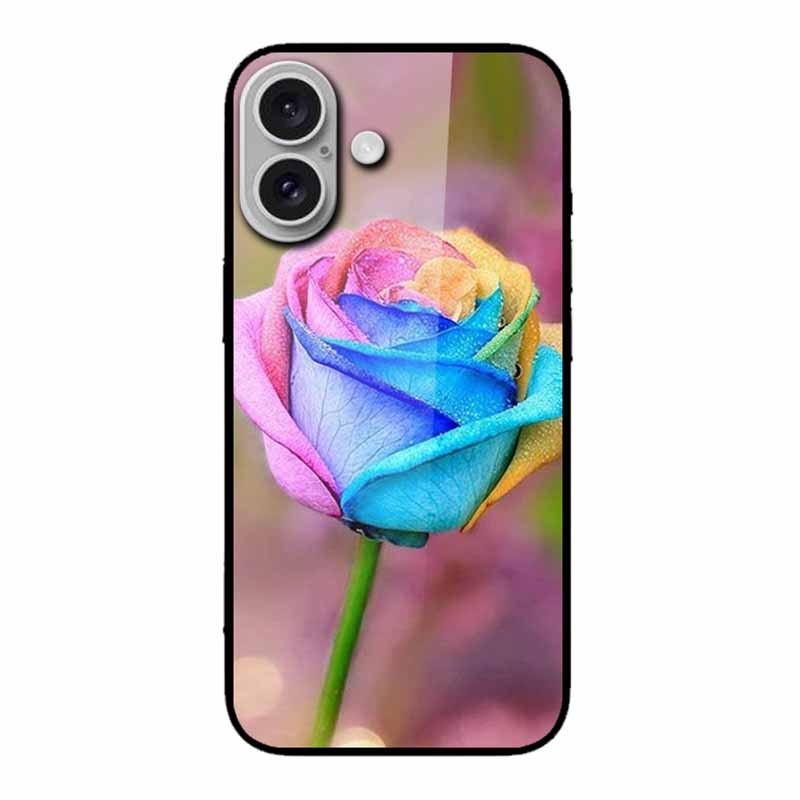 Glass Case For iphone 16 Plus 16Plus Coque Tempered Glass Hard Back Cover For iphone 16 Plus Phone Case Soft TPU Black Bumper