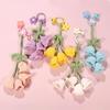Women Handmade Knitted Cute Bell Orchid Keychain With Bell Handbag Charms Wind Chimes Flower Keyring Bag Pendants Crocheted
