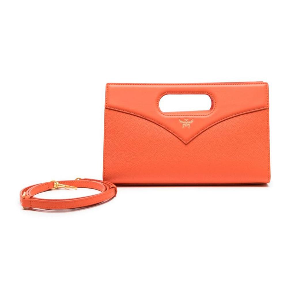 MCM Gold-Plated Brass Accessories Embossed Leather Crossbody Shoulder Handbag Small Women handbags Orange MWRESAK03OQ001