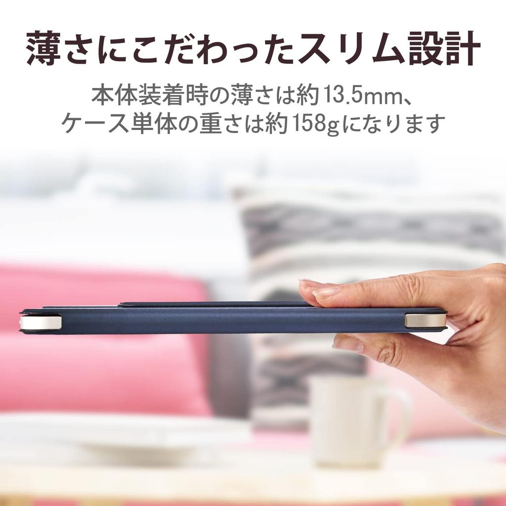 Elecom Чехол для iPad mini 7, A17 Pro (2024), и мини 6 (2021), Магнитная трехскладная подставка, легкая, тонкая, сопряжение и зарядка Apple Pencil, темно-синий