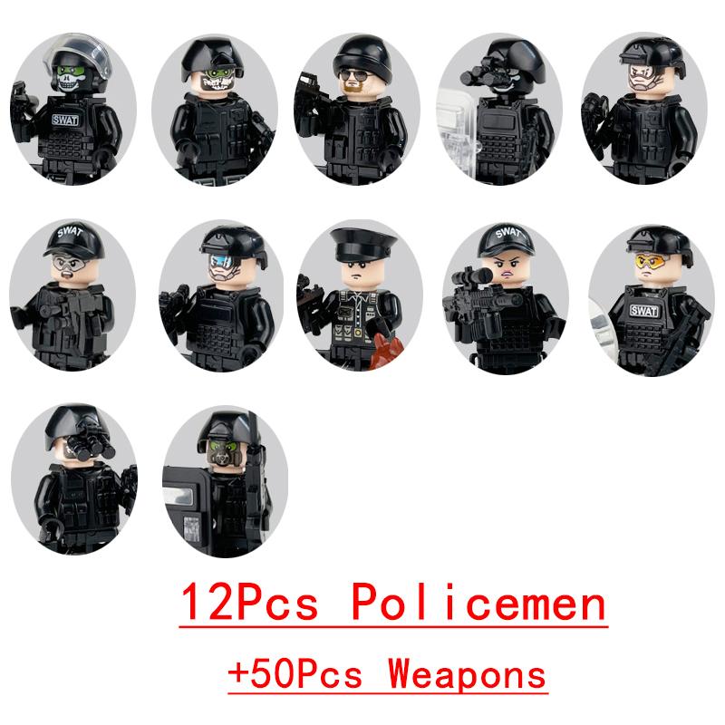Военная Модель Бронированный Автомобиль SWAT Машина Оружие Армейский Солдат Полиция Бандит Пулемет Строительные Блоки Фигурка Кирпичные Игрушки