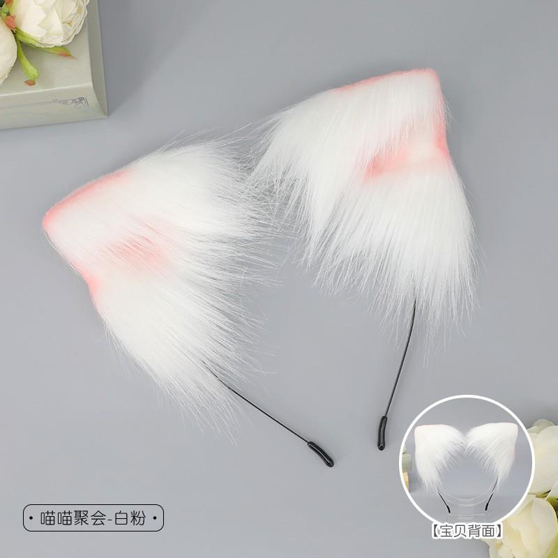 Handmade Plush Cat Ear Headband Cosplay Costume Accessory - Soft Furry Animal Ears Hair Hoop Anime Convention