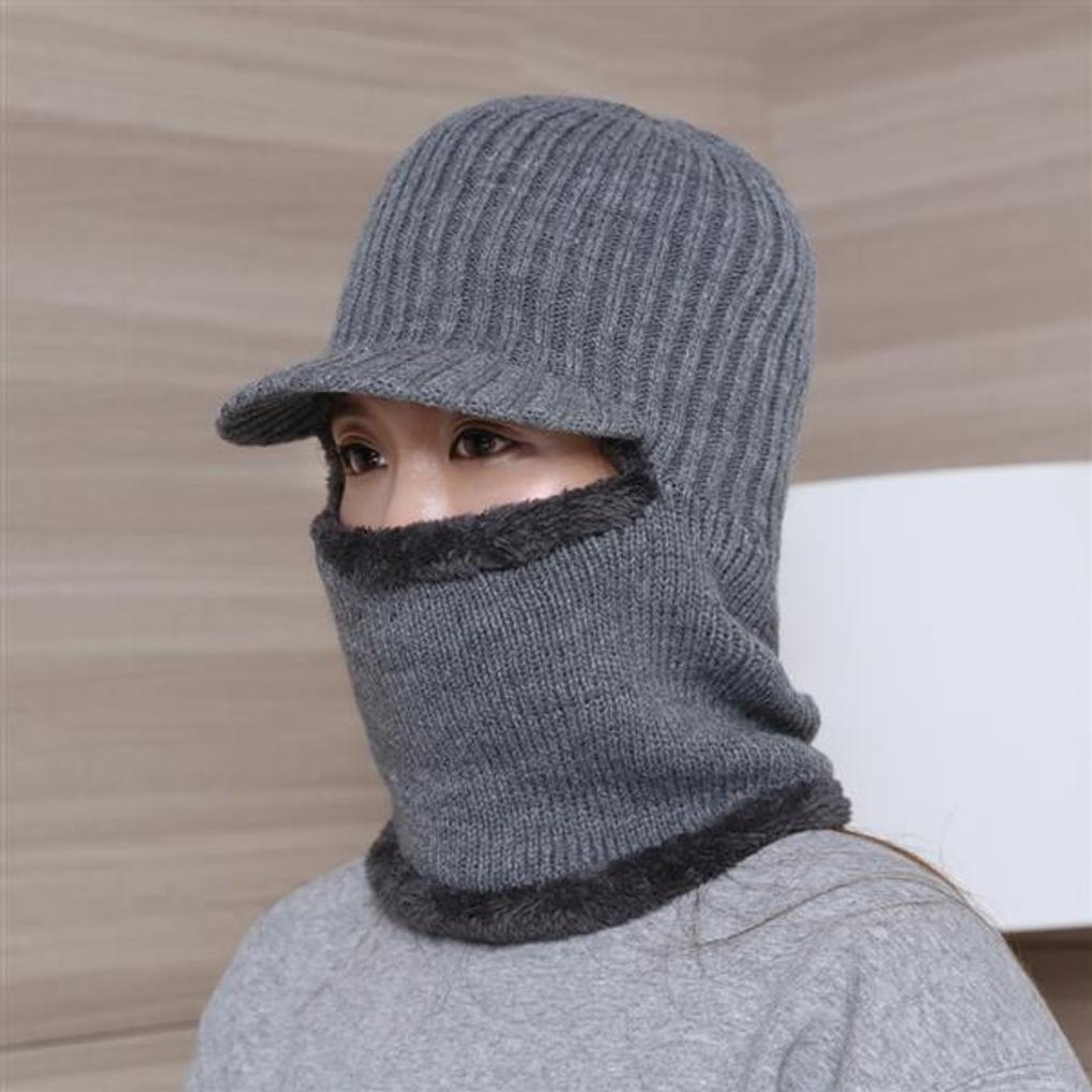 Порода Шарф-манишка Меховая шапка (Серый)/Флисовая зимняя шапка