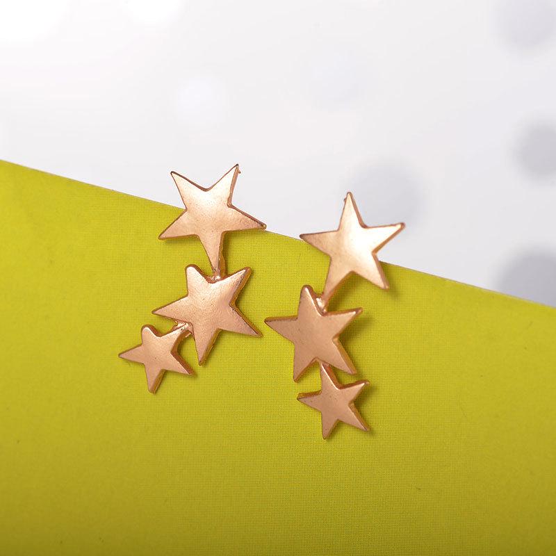Fashion Scrub Three Star Stud Earrings Five-pointed Stars Without Pierced Ear Clips Simple Jewelry AVE