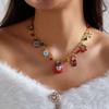Christmas Multilayer Beaded Letter Necklace For Women Santa Claus Xmas Tree Wreath Elk Pendant Rice Beads Choker Holiday Jewelry