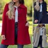 Fall Winter Women Woolen Jacket Lapel Long Sleeves Solid Color Loose Fit Daily Wear Overcoat Casual Streetwear
