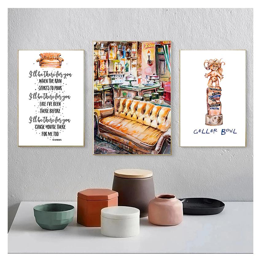 Poster Friends Tv Show Decoration Print Funny Quotes Wall Art Decorative Picture Home Decor Sitcom Central Perk Couch Painting