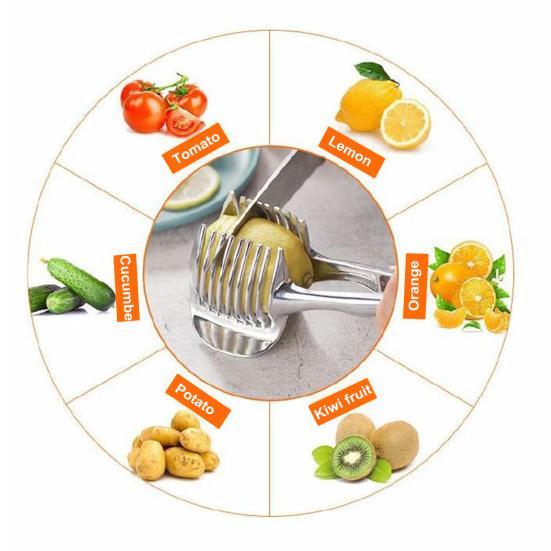 Овощерезка для томатов, круглый инструмент для нарезки лимонных яиц, портативные круглые щипцы для фруктов, держатель для лука, бытовой кухонный режущий инструмент для апельсинов