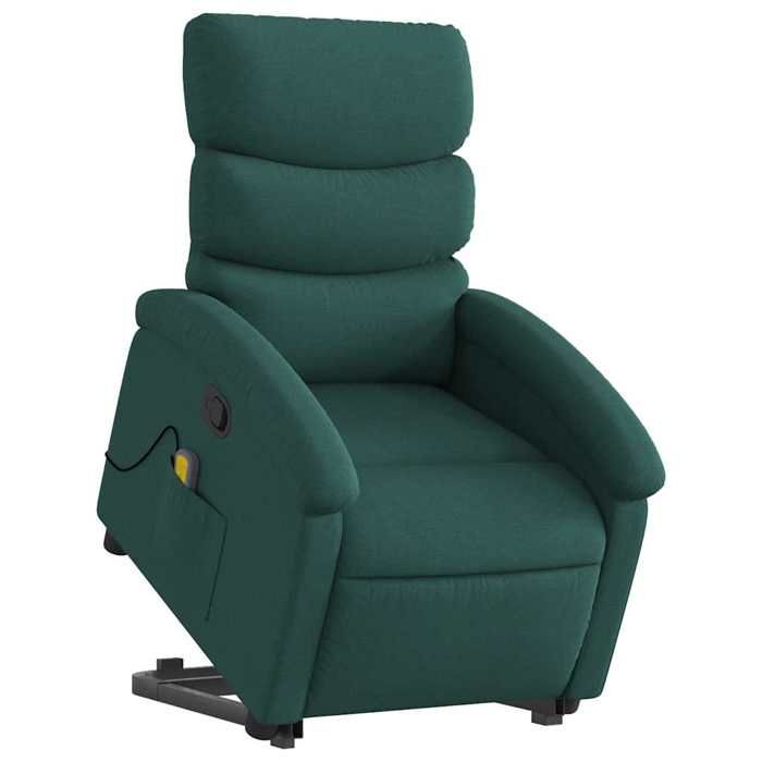 VidaXL Recliner Massage Chair Dark Green Fabric 3203996