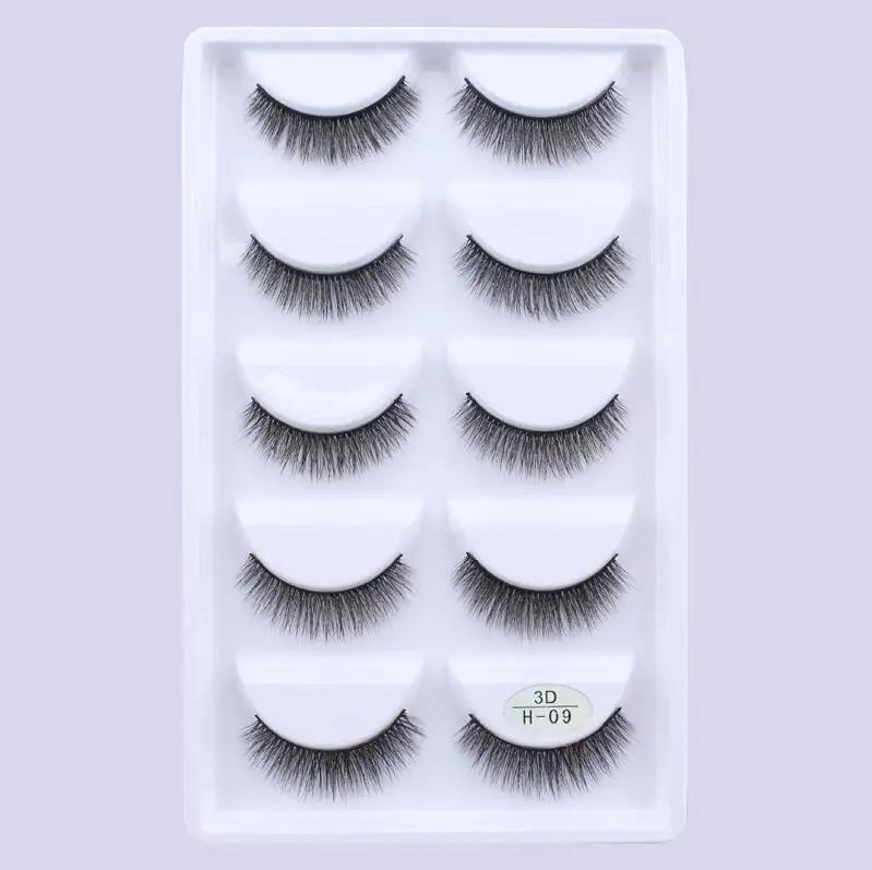 AMSNCN NEW 5Pair 100% Real 3D Mink Lashes Soft Natural False Eyelashes Makeup Long Eye Lashes Eyelash Extension CiliosH13mini