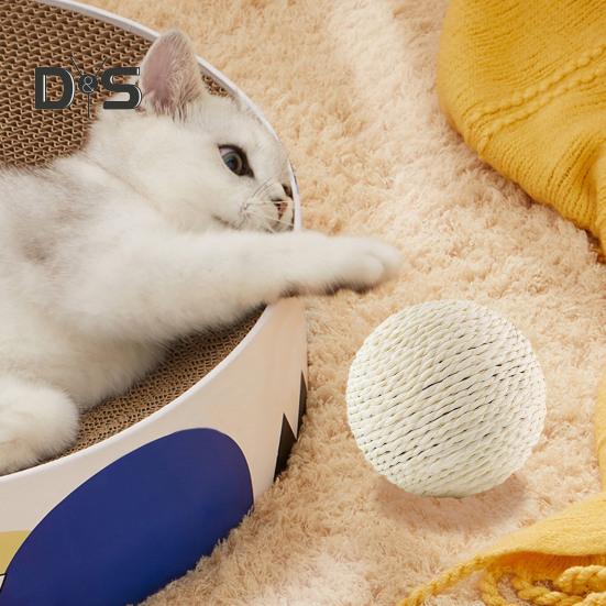 Cat Sisal Ball Interactive Cat Scratching Ball Toy Natural Sisal Scratcher Ball with Sound for Kitten Teeth Cleaning Training