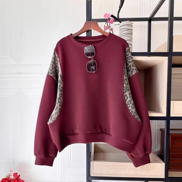 Dimanaf Новинка 2024 года, женские толстовки и свитшоты с леопардовым принтом, осенние базовые топы, футболки, новые