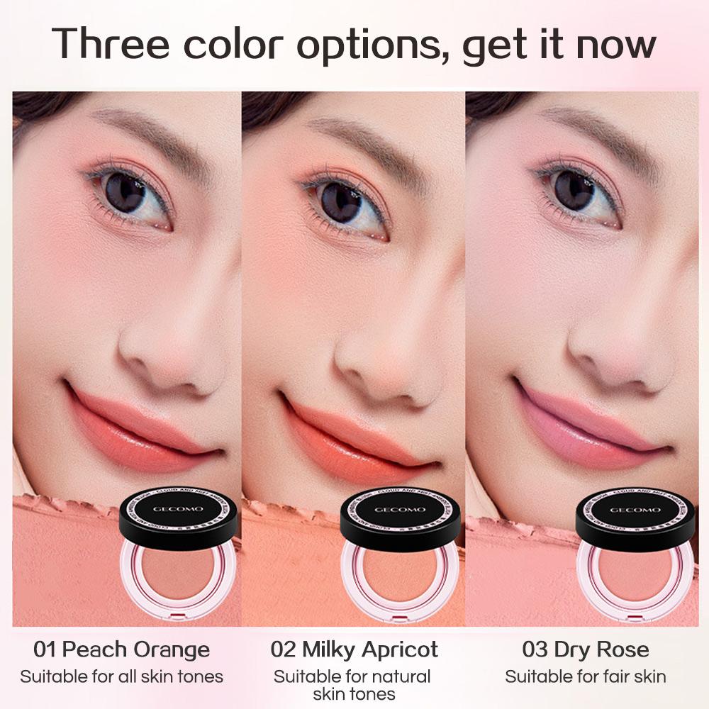 GECOMO Воздушные кремовые румяна Sweet Korean Blush с мини-пуховкой и зеркалом, осветляющие румяна естественного цвета