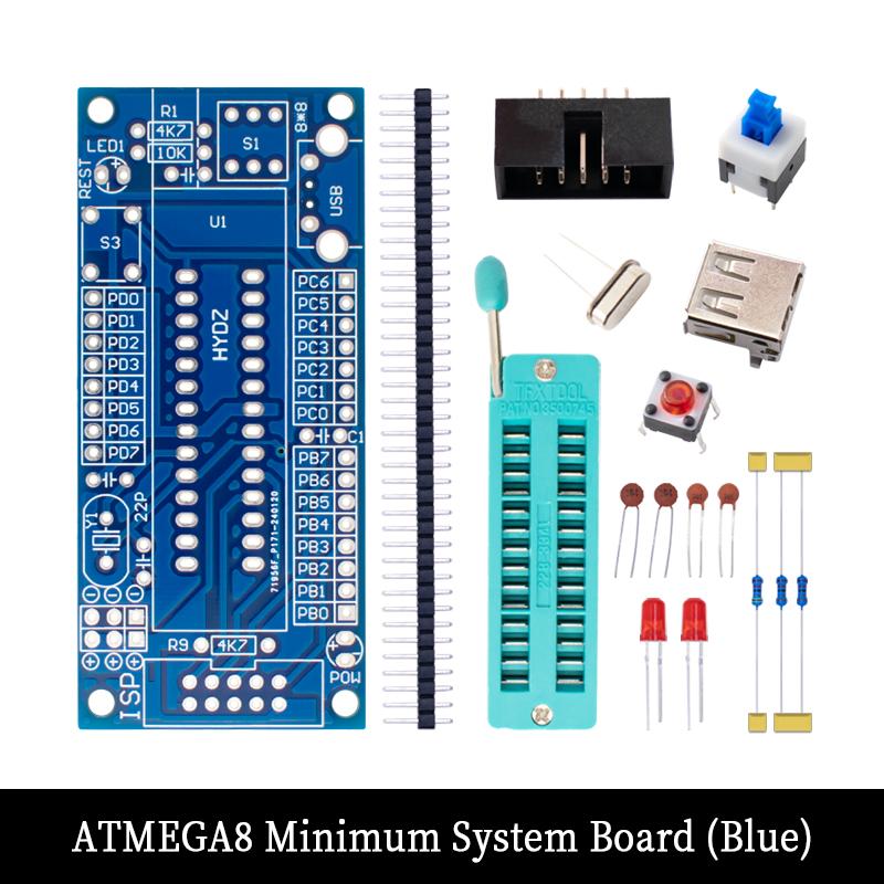 Набор для сборки минимальной системной платы AVR ATmega8/48/88, плата для разработки DIY с ZIF-сокетом и компонентами