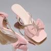 Fashion Elegant Ladies Crystal Strap High Heels Sandals Women Summer 2025 Pink Bowtie Party Wedding Shoes Woman Big Size Gladiator Shoes