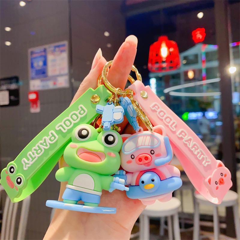 Мультяшная свинка-лягушка летняя вечеринка у бассейна креативный брелок для ключей автомобиля подвеска для сумки парный маленький подарок