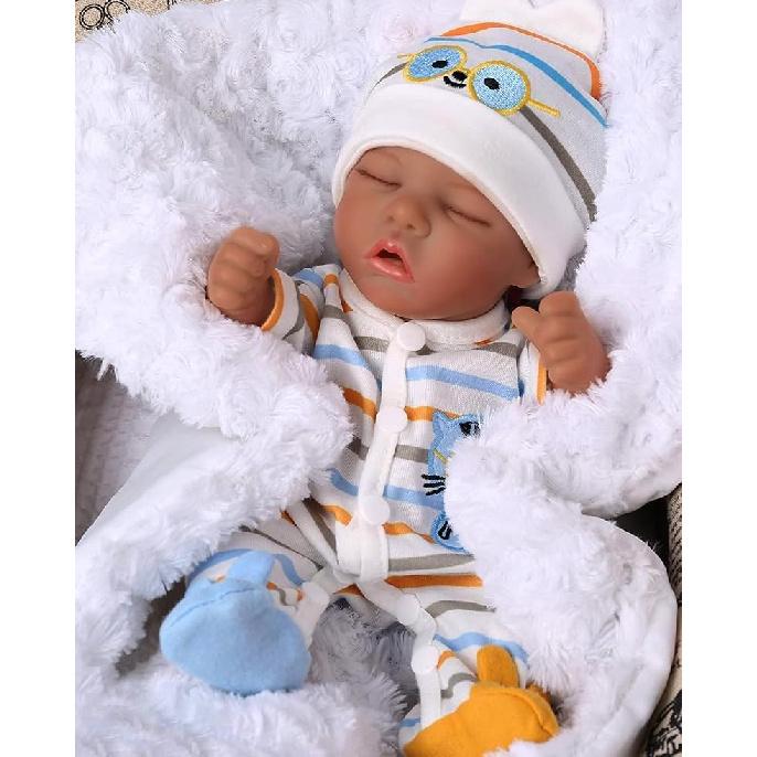 7" Micro Preemie Full Body Silicone Monkey Baby Doll Lux Lifelike Mini Reborn Doll Surprice Children Anti-Stress, Feel Real(Girl)