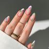 Носите длинный французский маникюр ручной работы, стразы, с плавным переходом, съемный нейл-патч