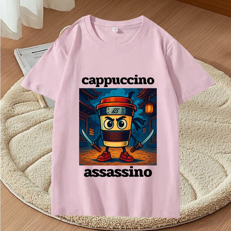 Графические футболки Cappuccino Assassino Смешная итальянская футболка с мемом Brainrot Модная повседневная футболка с коротким рукавом Streetwear Топы