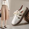 Summer Breathable Mother Shoes Women's Retro Casual Grandma Shoes One Pedal Soft Sole Hollow Large Size Hole Le Fu Women's Shoes