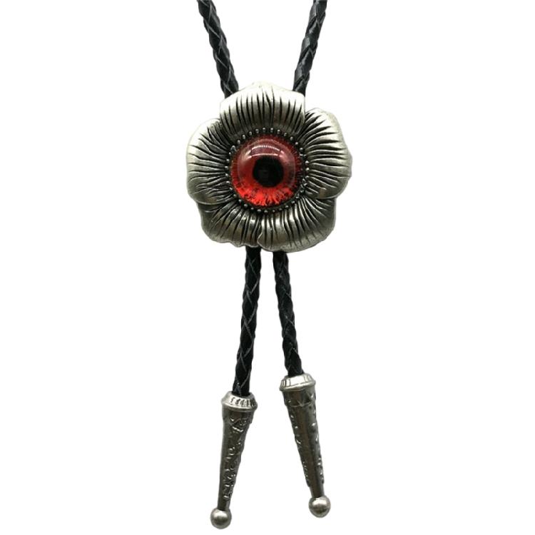Боло-галстук для унисекс, Western Bolo Tie, винтажный кулон с цветком и глазом, веревка из искусственной кожи, регулируемый галстук-ожерелье
