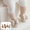 1 пара носков для новорожденных, корейская модная нескользящая обувь до икры с бантом для маленьких девочек, осенне-зимняя хлопковая обувь для первых ходунков