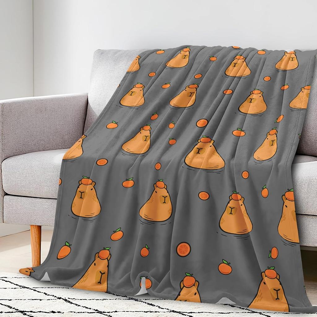 cute cartoon Capybara Blanket Soft Flannel Throw Blanket Unisex Adults Kids Lap Blanket Cute Capybara Themed Gift