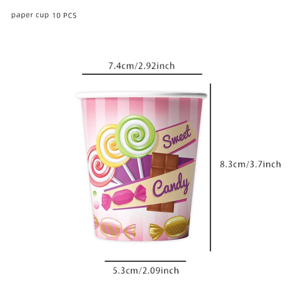 10 шт. Розовая одноразовая посуда для девочек в стиле сладостей Розовые бумажные тарелки для конфет Салфетки для вечеринок Счастливые девушки Сладости Товары для дня рождения