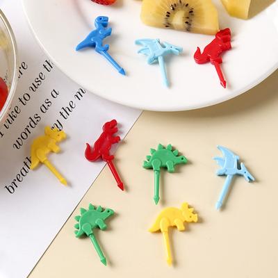 10 шт. фруктовая вилка в форме динозавра, фруктовая зубочистка для торта, многоразовые детские палочки для еды для украшения обеда бенто