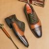 New Men Dress Shoes Brogue Shoes Square Toe Mixed Colors Lace-up Business Shoes for Men with
