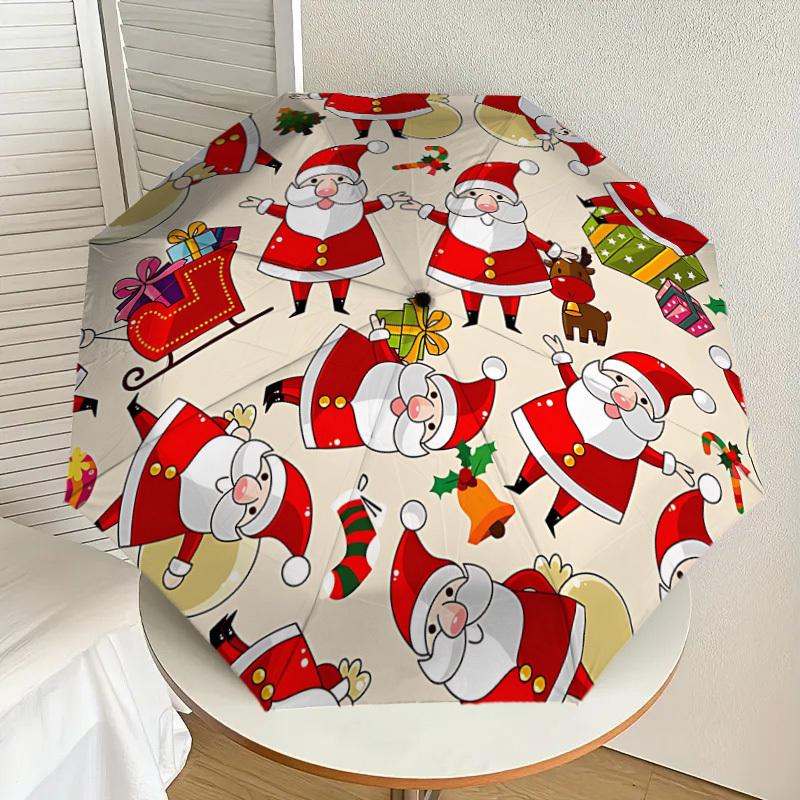 1pc Santa Claus Automatic Folding Umbrella, Heavy-Duty 8-Rib Construction, Perfect for Everyday yy251114183