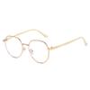 Blue Light Blocking Gold Wire Round Glasses for Myopia - Thin, Makeup-Free Design for Girls