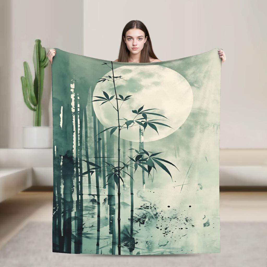 Chinese ink painting Soft Warm Blanket  Child Plush Throw Blanket Street Trend Couch Bed Flannel Bedspread Sofa Bed Cover
