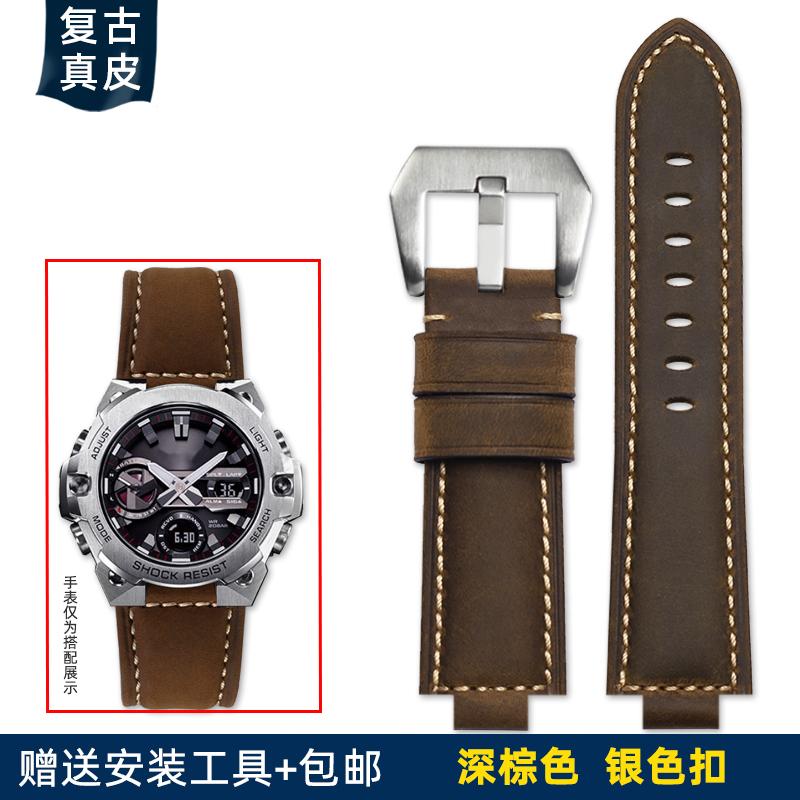 Запасной кожаный ремешок для Casio G-SHOCK GST-B400/GST-B200 Мужской 24*14мм 24*16мм Натуральная Коровья Кожа Ремешок для Часов, Повседневный Наручный Ремешок