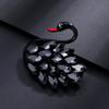 Retro Swan Brooch Female Niche Design Sense Crystal Pin Temperament Animal Brooch Versatile Suit Accessories