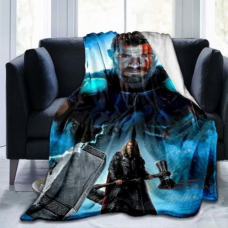 Customizable 2026 new Thor cartoon anime blankets bedroom decorations warm flannel sofa blankets suitable for home bedroom