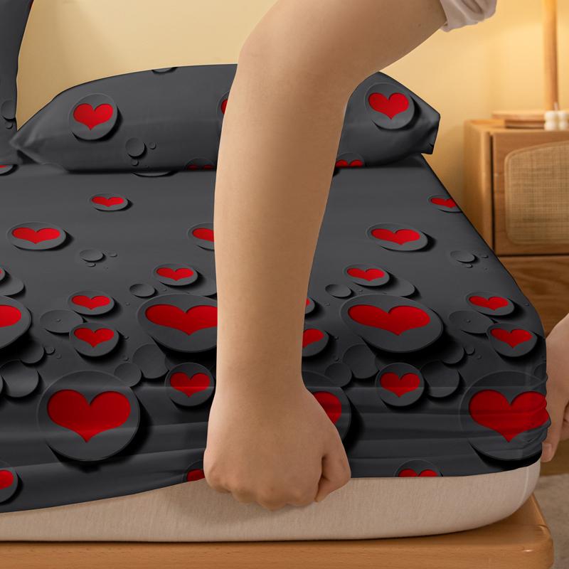 1 Round Matte Bedsheet With A Heart To Heart Gray Pattern, Bedroom Printed Bedspread, Bedding (Excluding Pillowcases)