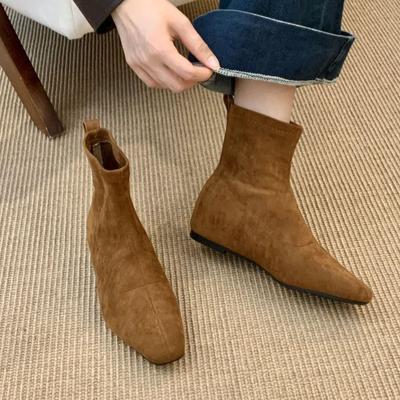 Ретро коричневые ботинки Мартин на платформе, женская обувь 2025, новые темпераментные тонкие французские маленькие короткие ботинки, весенне-осенние одинарные ботинки