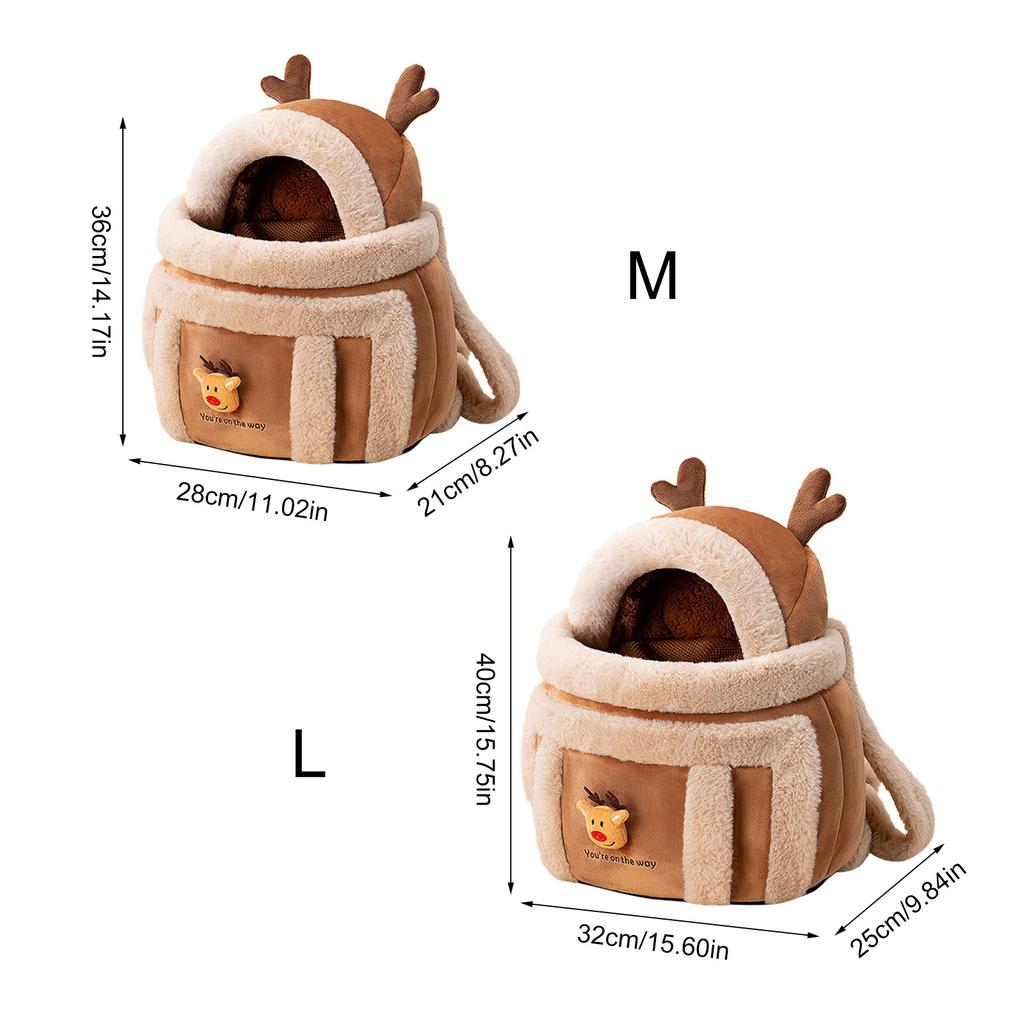 Carrier Bag for Small Pet Dog Carrier Backpack Portable Cat Travel Carrier Winter Pet Cage Plush Warm Carrier for Kitten