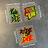 2 шт. Золотые наклейки RIDE OR DIE для мотоцикла, для шлема, руля велосипеда, верхней трубы рамы, универсальные водонепроницаемые виниловые наклейки