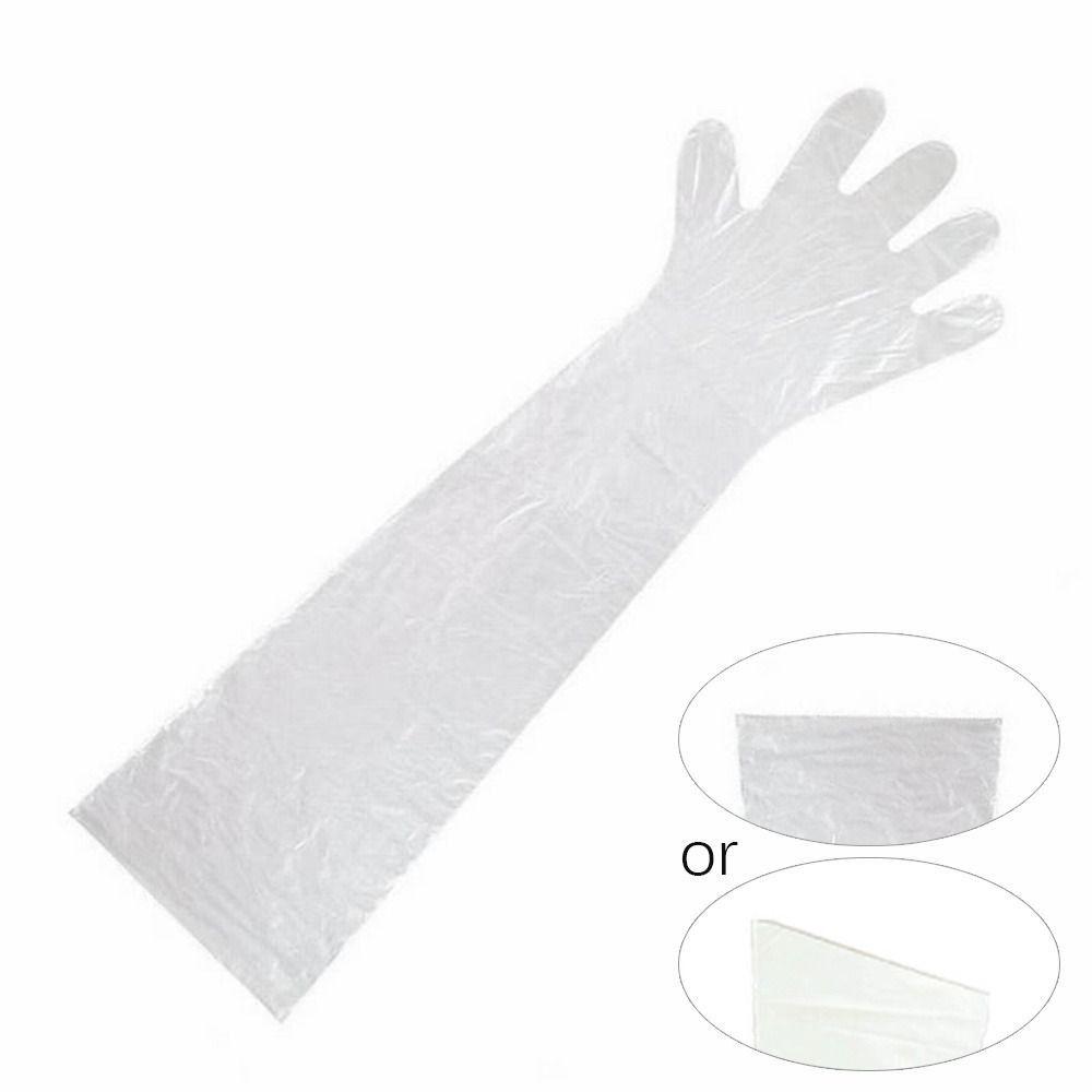 50Pcs Plastic Long Arm Glove Disposable Plastic Glove Non-toxic Farm Glove Artificial Insemination