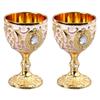 2PCS Small Metal Wine Cup 30ml Capacity Embossed Wine Glass Vintage Goblet  Banquet Celebration