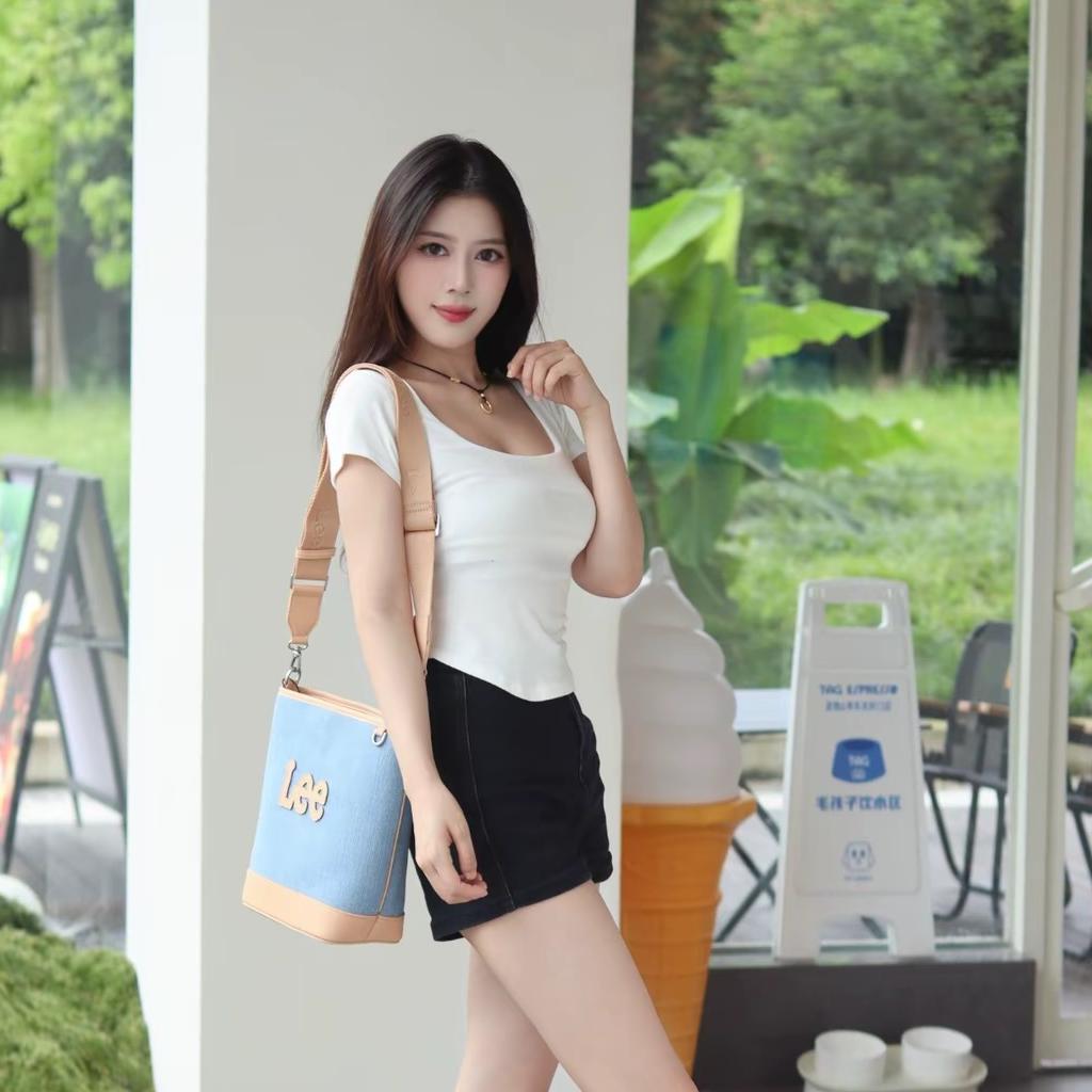 New Lee Fabric+Artificial Leather Crossbody Bucket Bag, Shoulder Bag Regular Women's LE240071M-521