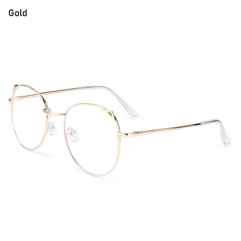 Trendy Office Anti Blue Light Glasses for Women Cute Cat Ears Eyewear Blue Rays Blocking Eyewear Classic Metal Frame Eyeglasses