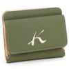 Женский кожаный бифолд-кошелек Kitamura с уникальной текстурой, хаки-слоновая кость, стежка, PH0539, Зеленый, 33915